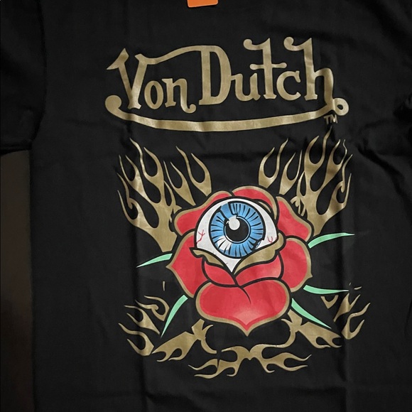 Brand New Von Dutch Black Tee with Red and Gold Graphic mens size medium - Picture 2 of 5
